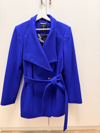 Ted Baker Mantel blau mit Bindegürtel Grösse 4 Zustand gut