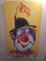 Gemälde Clown Porträt 1996 signiert Öl auf Leinwand