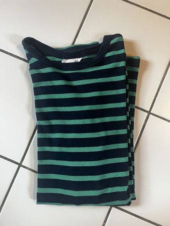 H&M Basic Shirt, gestreift, Gr. 158/164 - blau grün