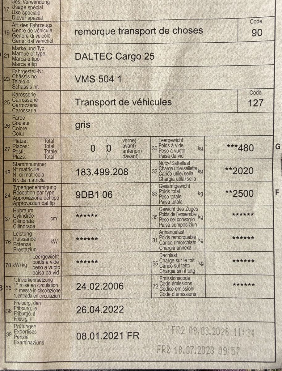 Daltec Anhänger: Remorque Daltec Sachentransport Anhänger – Gebraucht aus Bollion von Barclay4 4