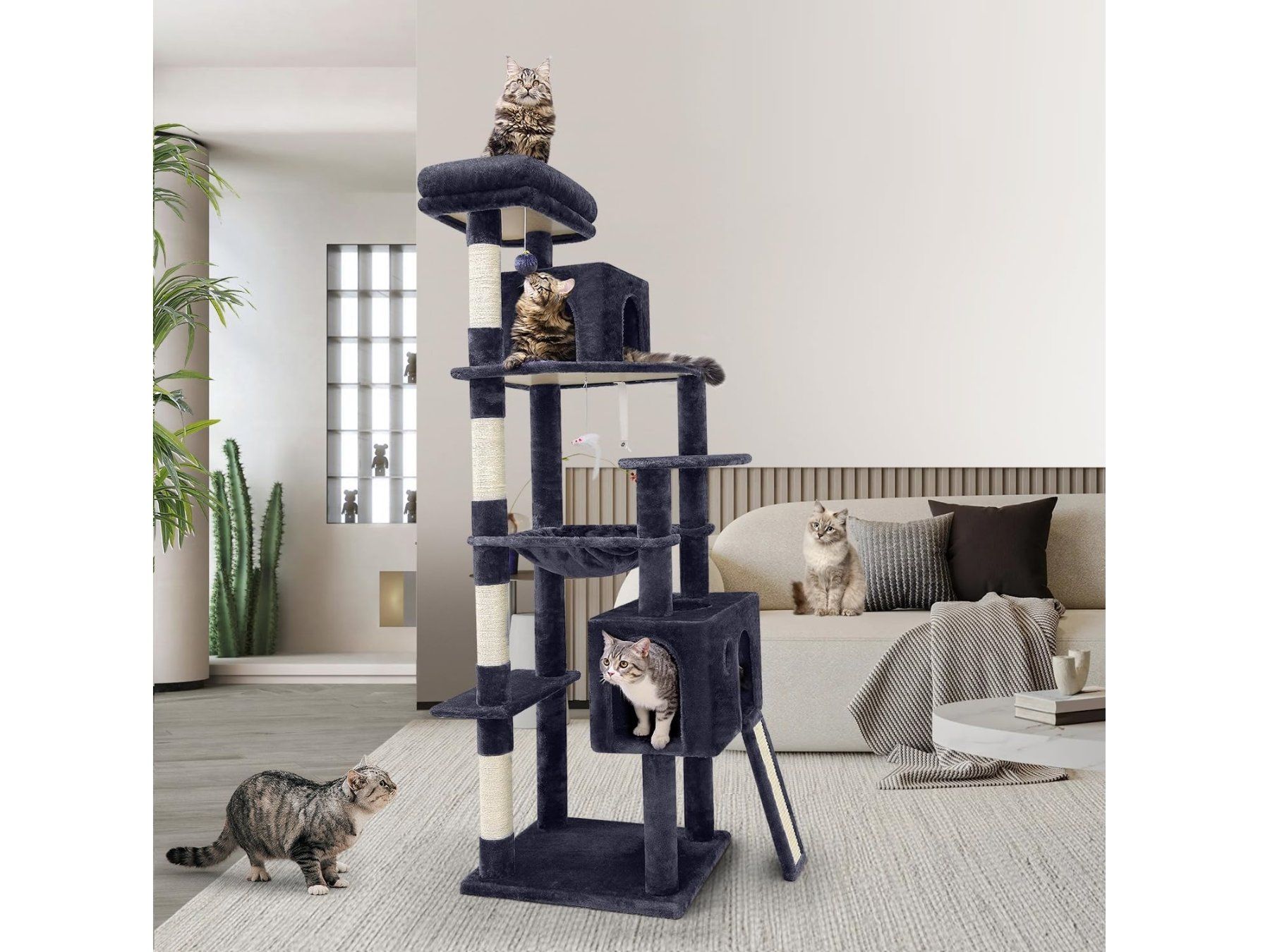 Katzenbaum - Kratzbaum: Kratzbaum Kletterbaum Katzenbaum 178cm Katzenhaus dunkelgrau – Neu und originalverpackt aus Zürich von