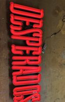 Neon Schriftzug Desperados rot mit Netzteil und Dimmer