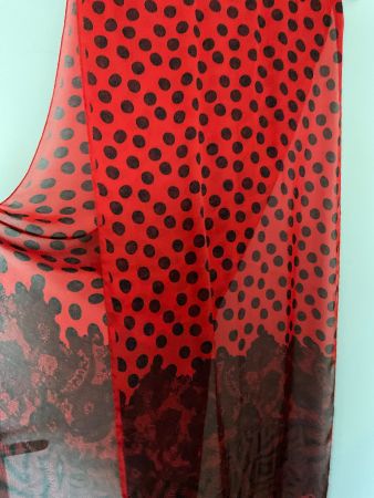 Seiden Schal Rot-Schwarz  42 x 170 cm Basler?