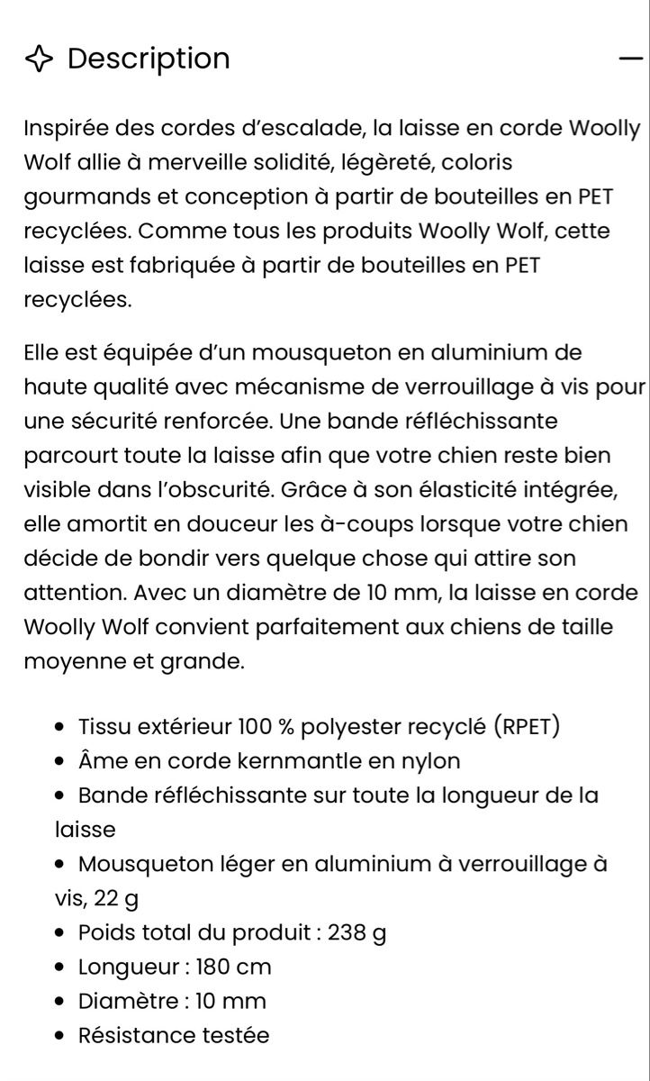 Collier et laisse: Laisse Wooly Wolf neuve – Neuf (Voir description) à Corserey par ter_dhy6 2