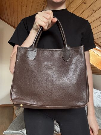 Sac Longchamp Le Foulonné en cuir marron 