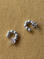 Silver 950 earrings beaded design studs - New