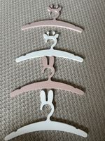 4 x Children's Hangers, Giraffe & Bunny Design, White & Pink