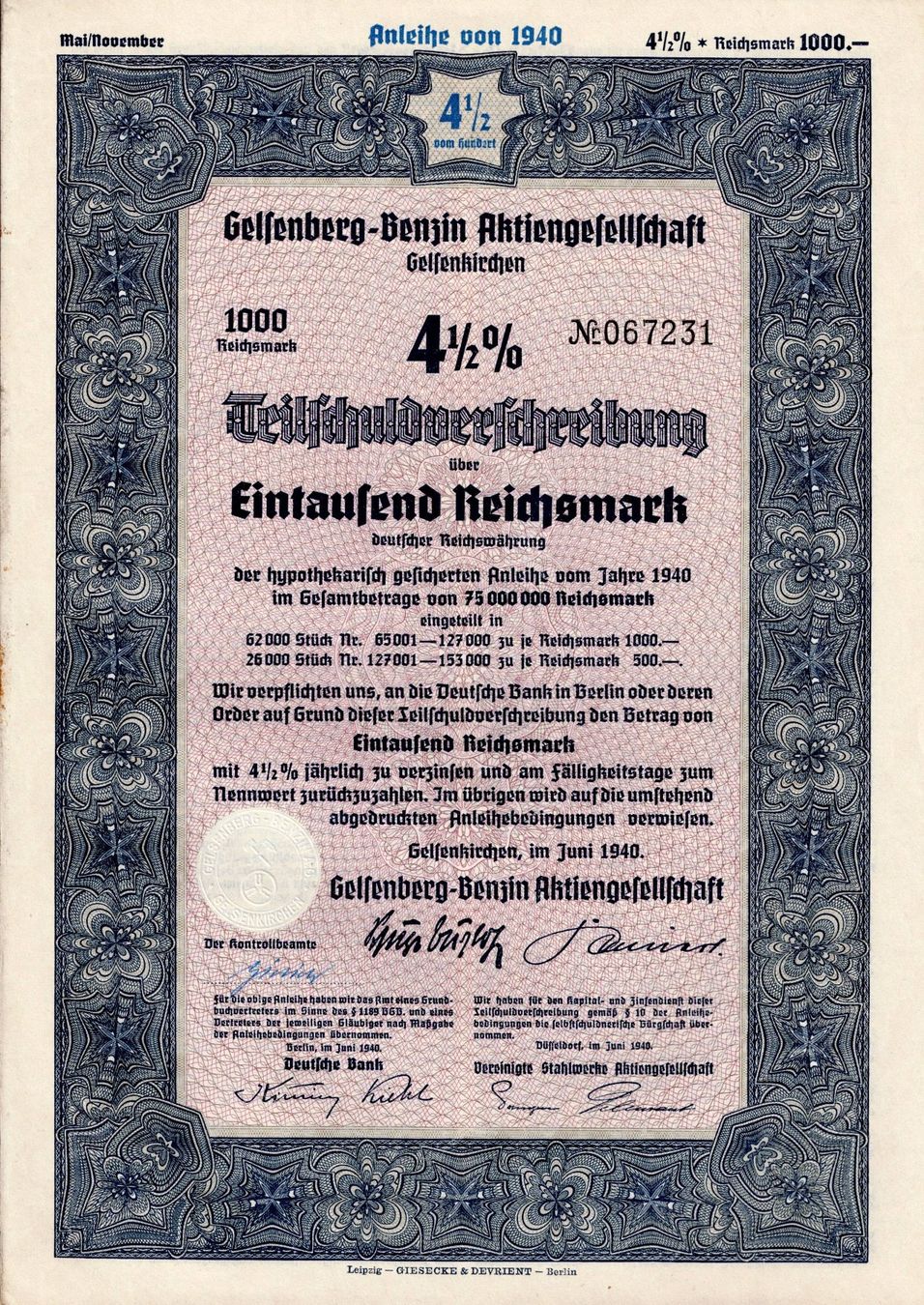 Dokumente: Gelsenberg-Benzin AG – Gebraucht aus Ittigen von hiwepa
