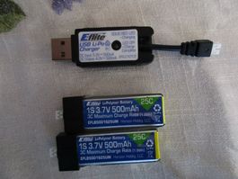 Eflite Ladegerät und 2 Akkus Lipo