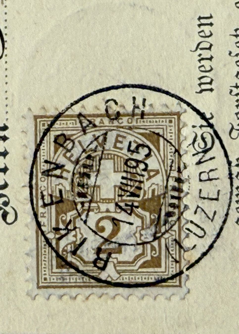Tutti i francobolli: 58B Karte Rikenbach nach Kriens, perfekter Vollstempel – Usato da Steinhausen venduto da yukon26 1