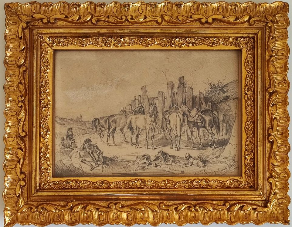 JOSEF ANTON STRASSGSCHWANDTNER – Kavalleristen bei der Rast (Gebraucht ...
