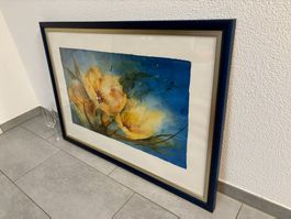 101.5cm breit x70.5 cmhoch/ Bilderrahmen Druck Gelbe Tulpen