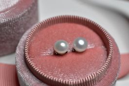 Perlen Ohrstecker aus Sterling Silber, Weiss