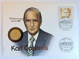 Numisbrief Karl Carstens mit 1 DM Münze ab 1 Fr.