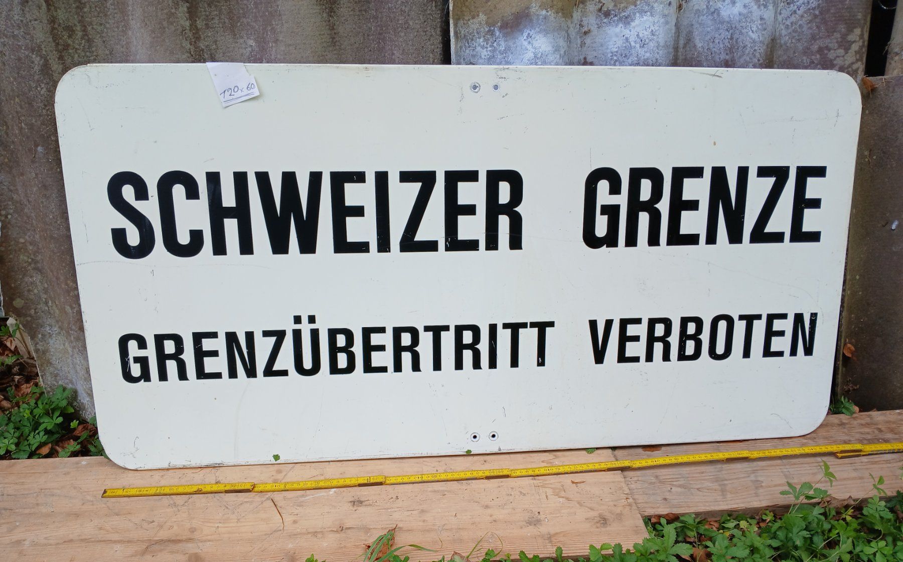 Armée suisse Ecriteaux: altes, seltenes Metall Schild  "Schweizer Grenze" – D'occasion à Bilten par Archiv55