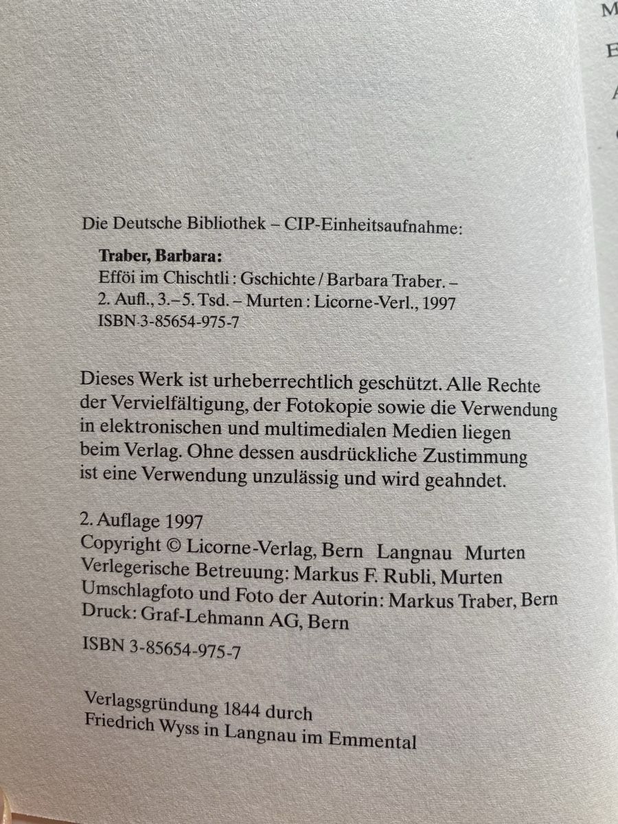 Bücher: Efföi im Chischtli - Barbara Traber  – Gebraucht aus Schwarzenburg von Michellu 4