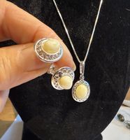 Silberset: Ohrstecker, Anhänger, Halskette 45 cm