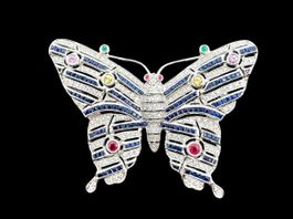 Schmetterling Diamanten 1.6c Saphir Brosche 18k WG *S1985