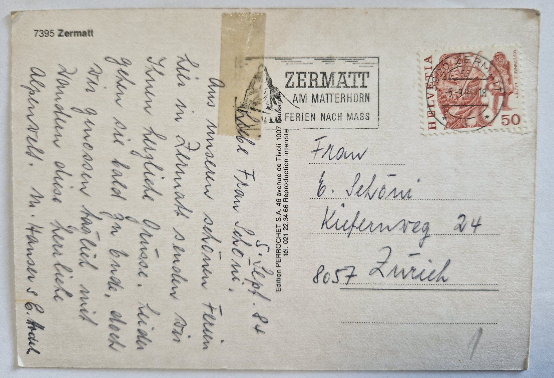 Cartoline postali: Zermatt - Matterhorn 1984 – Usato da Melchnau venduto da Arthurius 1