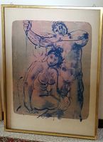 Hans Erni Lithographie Sportler Paar Hand signiert 71/150