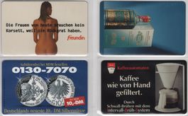 4 ungebrauchte deutsche Telefonkarten aus der S Serie