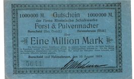 Burscheid Helenabrunn 1 Mil.Mark 10.08.1923 SS++-VZ
