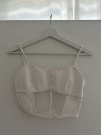 Ausgangstop Korsett bauchfrei weiss Grösse XS