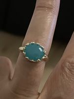 Jolie Bague dorée 52,5 pierre verte givrée neuve