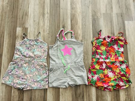 3er Set Mädchen Sommer Jumpsuits, Grösse 116 Top Zustan