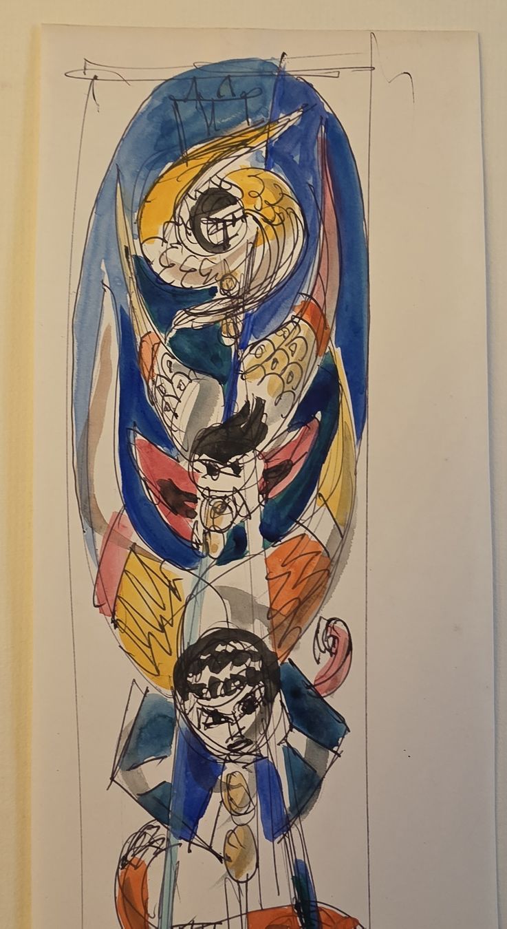 Dipinti: Lill Tschudi  Original Aquarell 33x13cm "Michael" – Usato da Emmenbrücke venduto da Kunstankaufverkauf 3