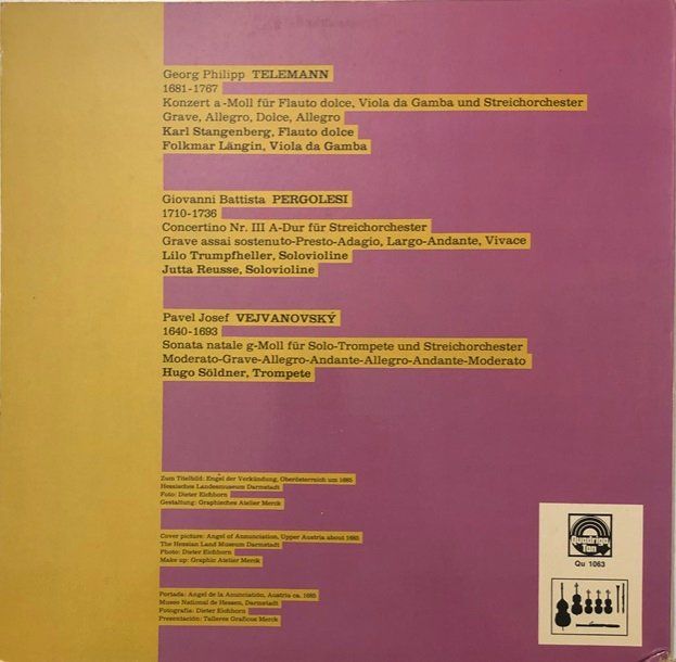 Dischi in vinile: Telemann / Pergolesi / Vejvanovsky (LP) – Usato da Grüningen venduto da azulrojo 1