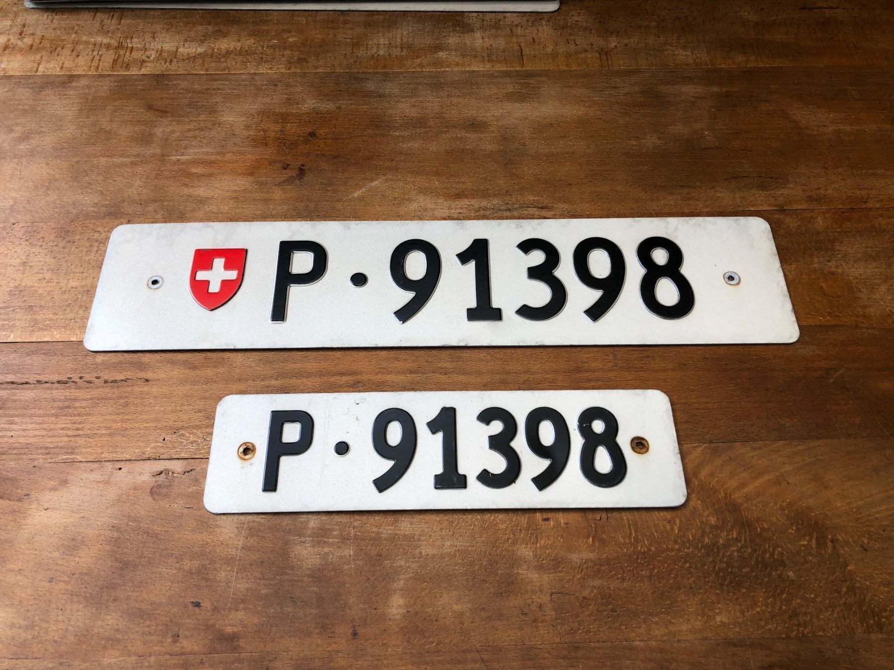 Schilder: 2x Nummernschild Post PTT 91398 ausrangiert – Gebraucht aus Küttigen von Melisch1000