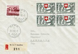 Lettre recomm avec B56+B58 ET-oblit Bern