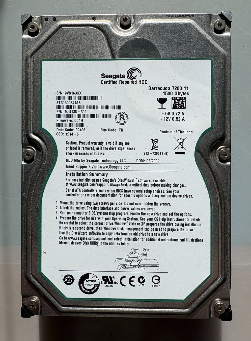 Seagate Dischi rigidi: Festplatte 1'500GB Seagate - SATA – Usato da orselina venduto da Loriotech