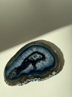 Blue Agate Slice - Natural Stone, Home Decor, Display Piece