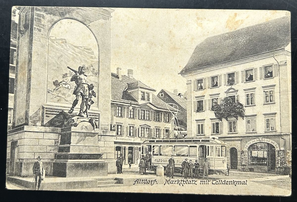 Cartoline postali: Altdorf Marktplatz mit Tram – Usato da Horw venduto da Tellbub
