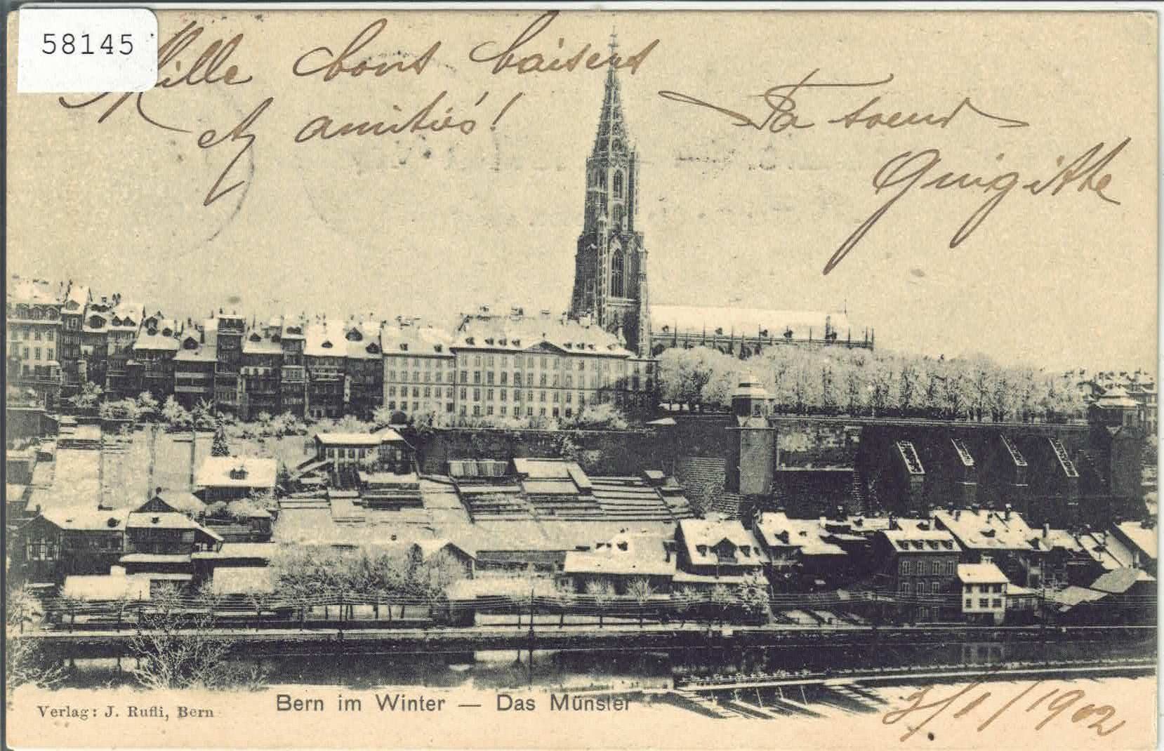 Ansichtskarten: Bern im Winter - Das Münster – Gebraucht aus Ettingen von Kartenplanet