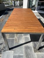 Gartentisch Holz Metall 200x90 cm guter Zustand