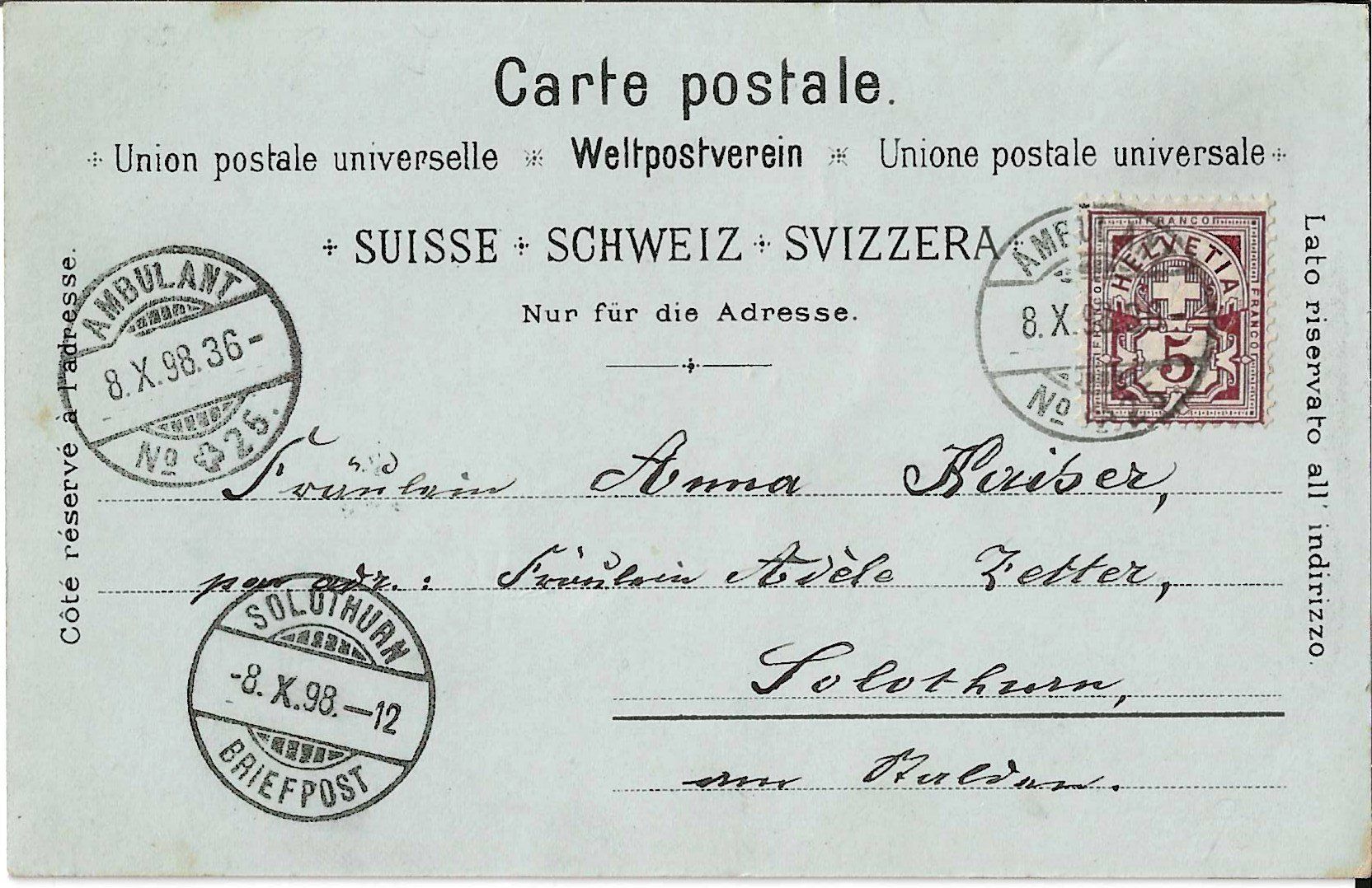 Cartoline postali: Karte Rorschach 1898 – Usato da Zürich venduto da Philacat11 1