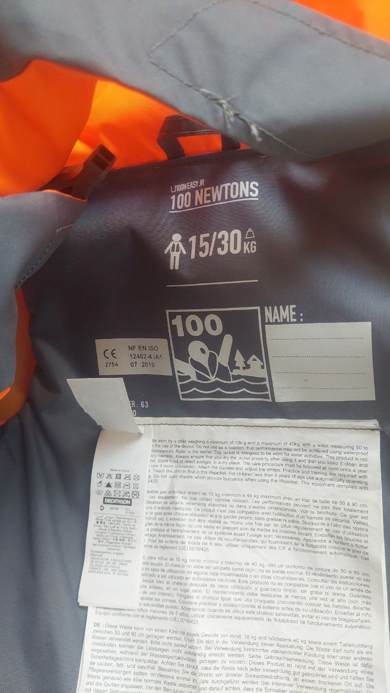 Decathlon Giubbotti di salvataggio: Rettungsweste Kinder Tribord – Usato da Bottmingen venduto da Schroelli 1