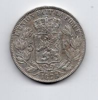 (209) Belgien, 5 Francs 1875, vz