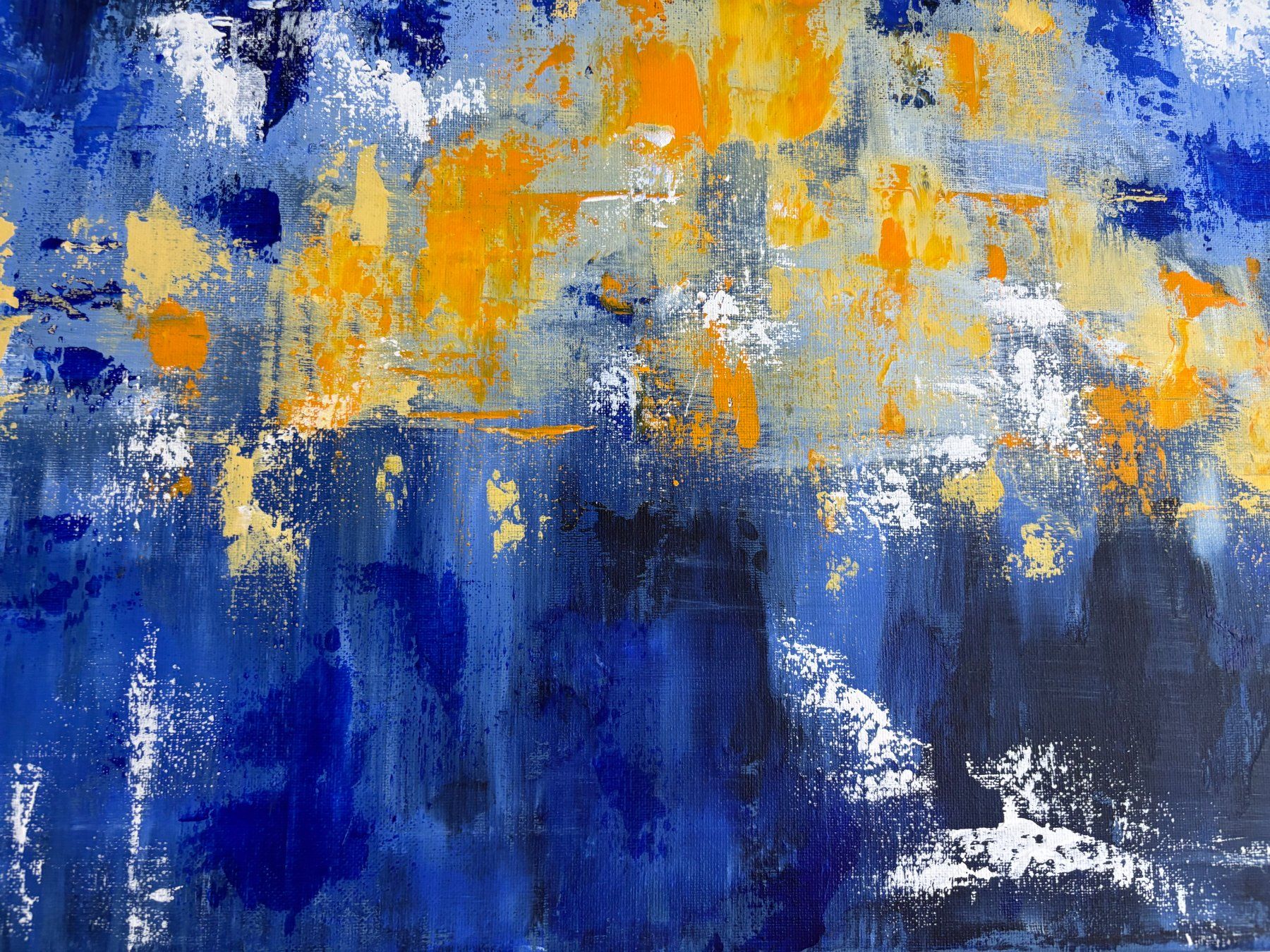 Dipinti: Abstraktes Acrylgemälde blau gelb – Nuovo (secondo la descrizione) da Cham venduto da Felha 6