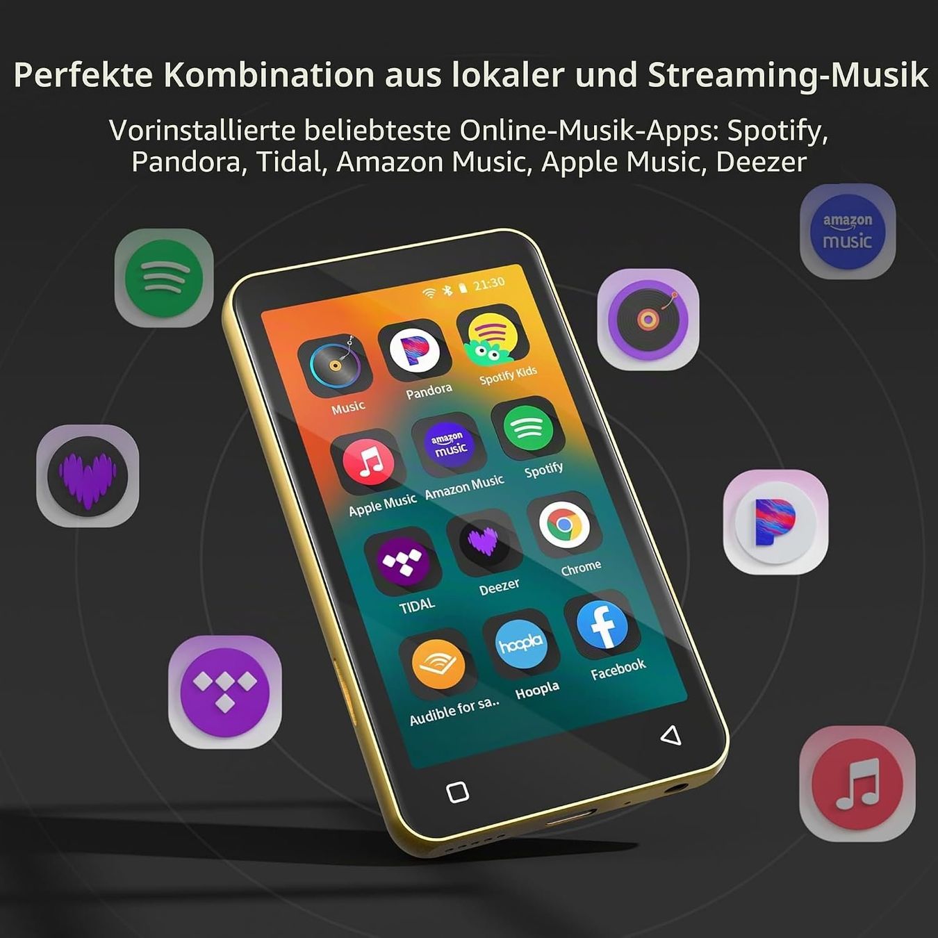 Lecteur media portable: MP3-Player mit Bluetooth und WLAN 4" Touchscreen HiFi Gold – Neuf avec emballage d'origine à Schaffhausen par Alvora 1