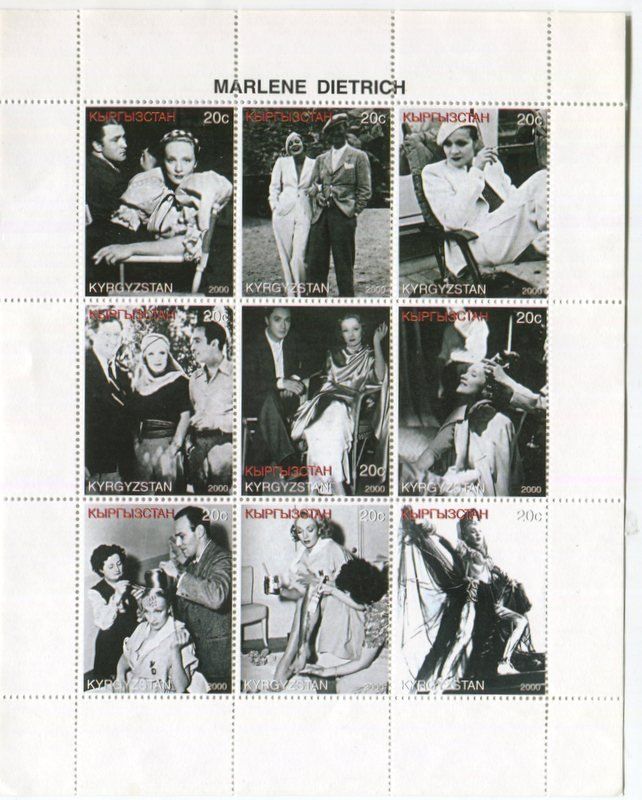 Alle Briefmarken: Block "Marlene Dietrich". Kirgisistan – Neu und originalverpackt aus Basel von Butsch5