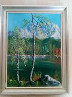 Landschaftsgemälde mit Bergsee signiert Waldhart