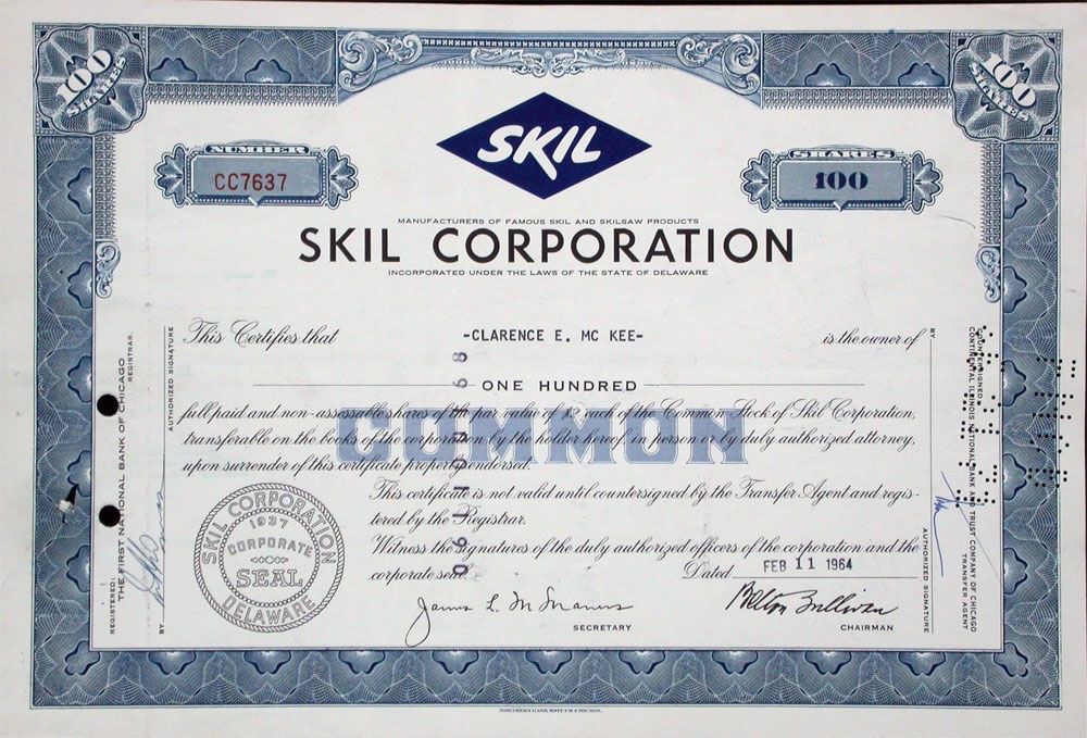 Documenti: Skil Corporation - 1964 – Usato da Solothurn venduto da Sgasche