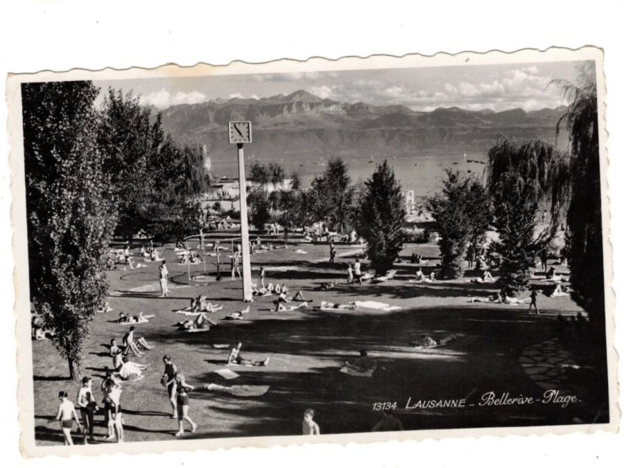 Cartoline postali: Lausanne Bellerive Plage Poststempel 1950 – Usato da Widnau venduto da Seppl480