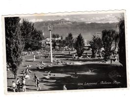 Lausanne Bellerive Plage Poststempel 1950