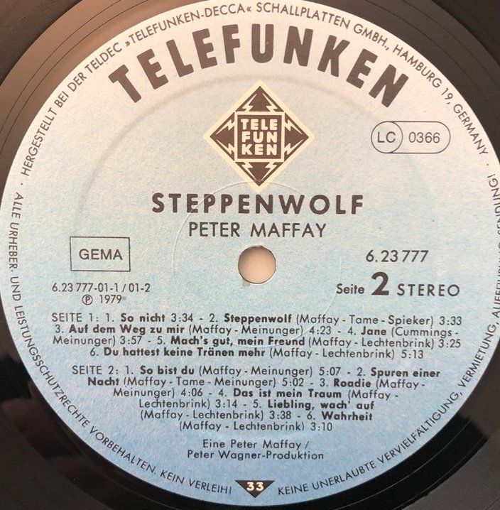 Dischi in vinile: Peter Maffay - Steppenwolf (LP) – Usato da Grüningen venduto da azulvinyl 2