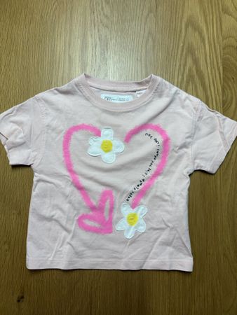 Maglietta rosa bambina Zara con fiori Tg 86
